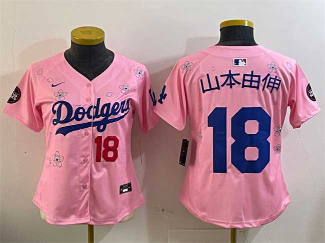 Womens Los Angeles Dodgers #18 Yamamoto Pink 2025 Tokyo Series Limited Stitched Jersey->mlb womens jerseys->MLB Jersey